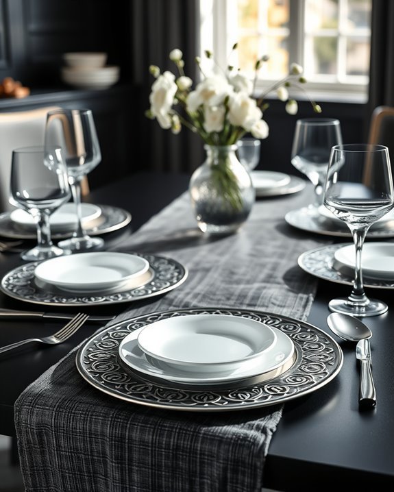 sophisticated dining with chargers