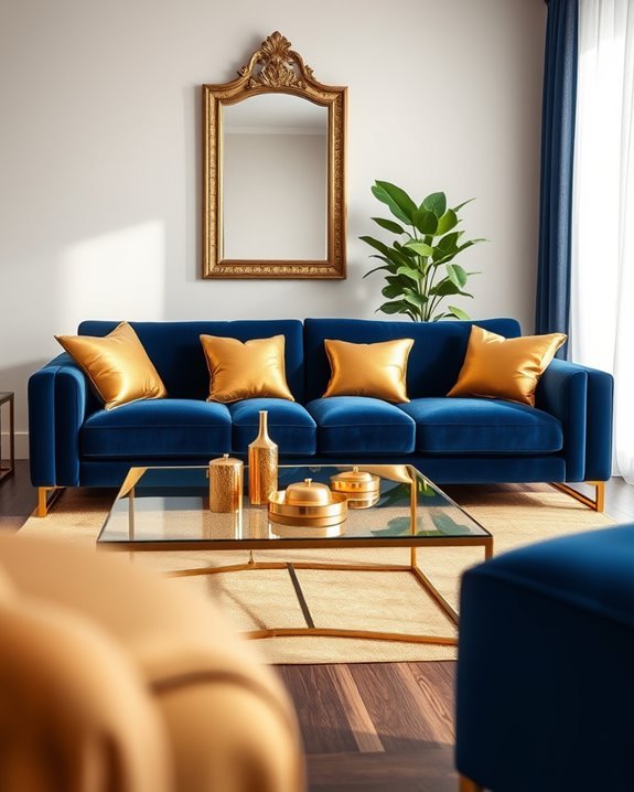 sophisticated gold navy accents