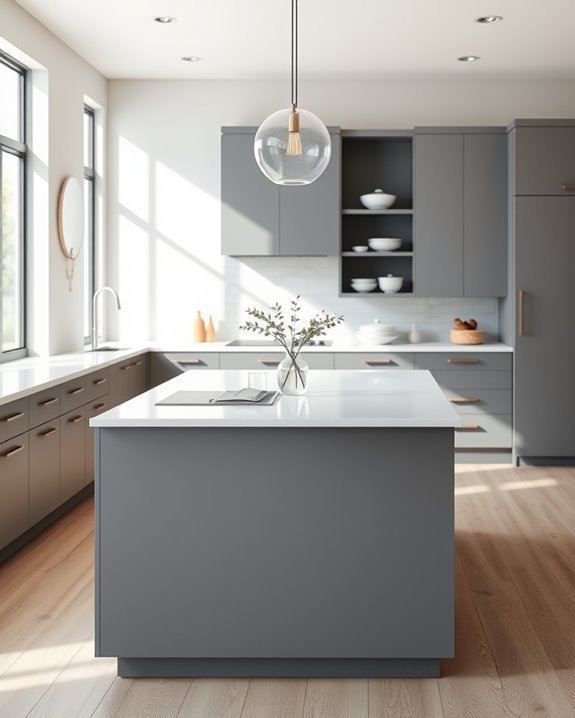 sophisticated grey kitchen centerpiece