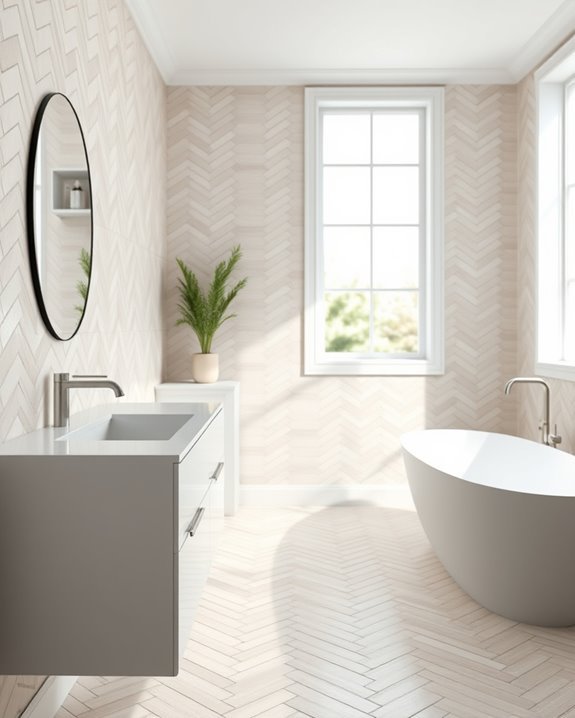 sophisticated herringbone tile design
