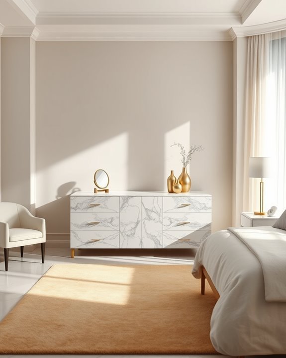 sophisticated marble dresser decor