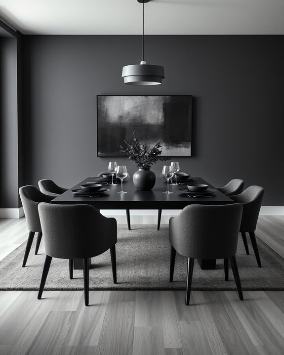 sophisticated monochrome dining room