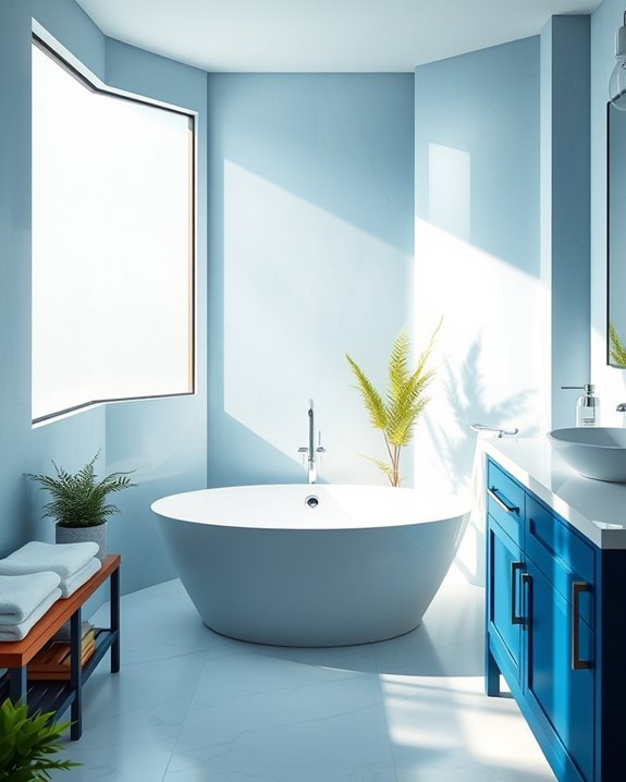 spa inspired blue bathroom retreat