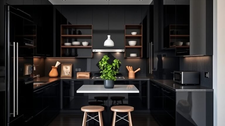 space saving black kitchen designs