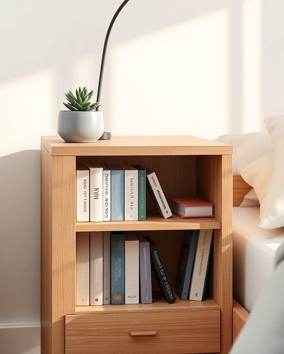 space saving nightstand bookshelf