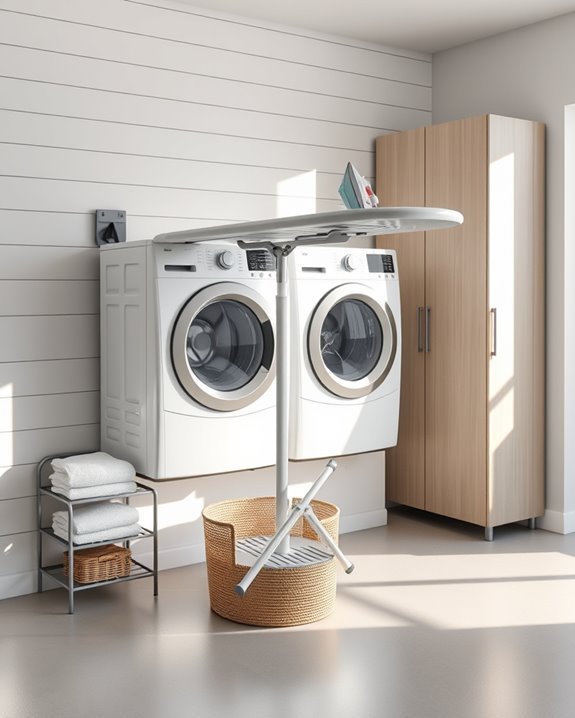space saving wall mounted ironing board