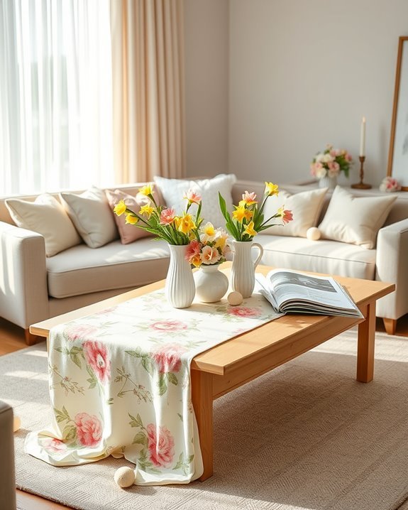 spring table runners accentuate decor