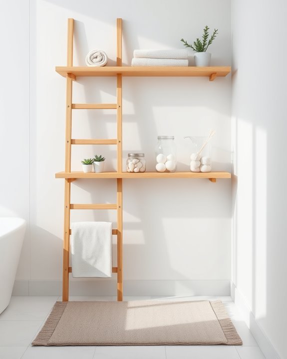 stylish bathroom ladder storage