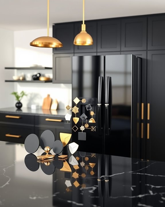 stylish black and gold magnets