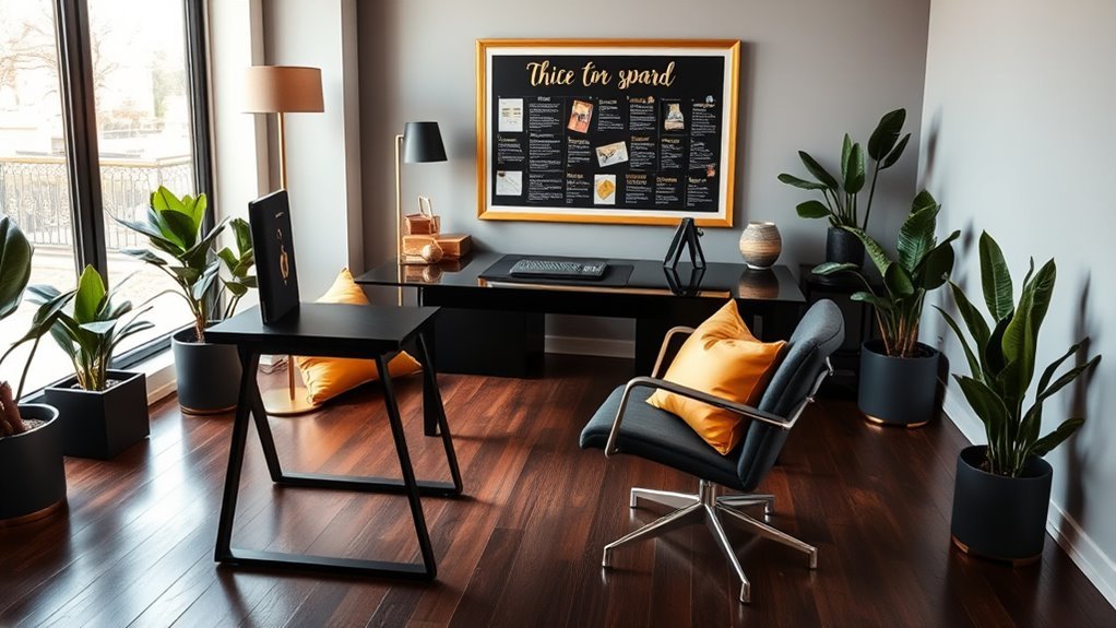 stylish black and gold office