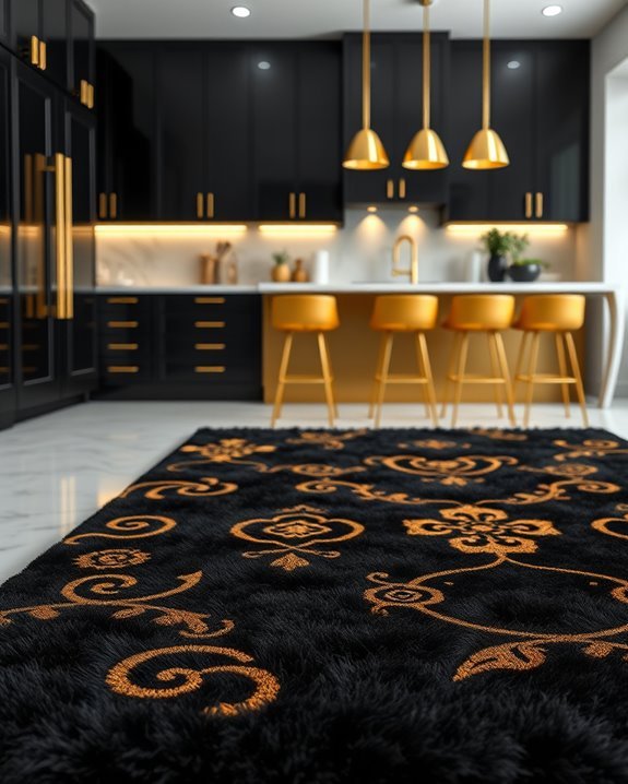 stylish black and gold rugs