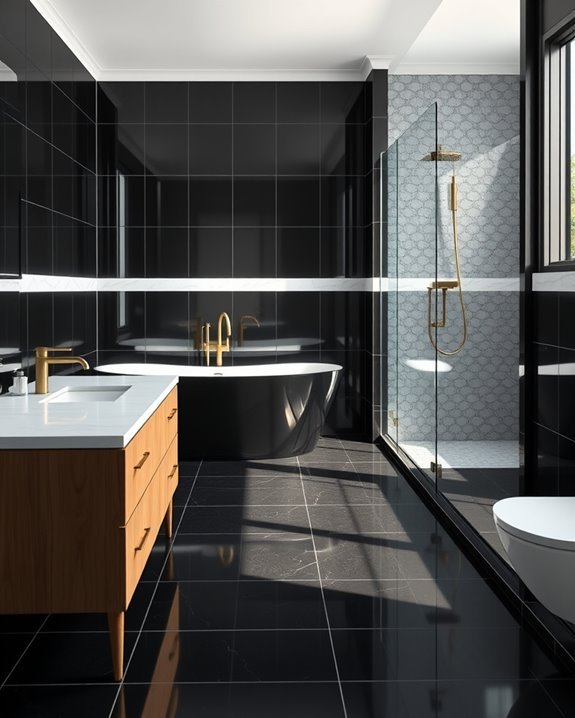 stylish black gloss tiles