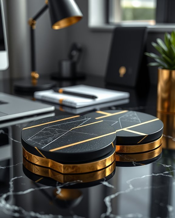 stylish black gold coasters