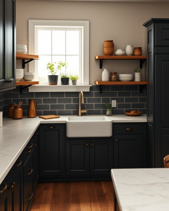 stylish black shaker cabinets