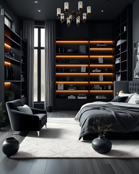 stylish black shelving units