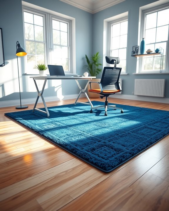 stylish blue rugs enhance productivity