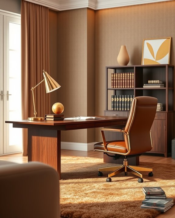 stylish brown and gold office