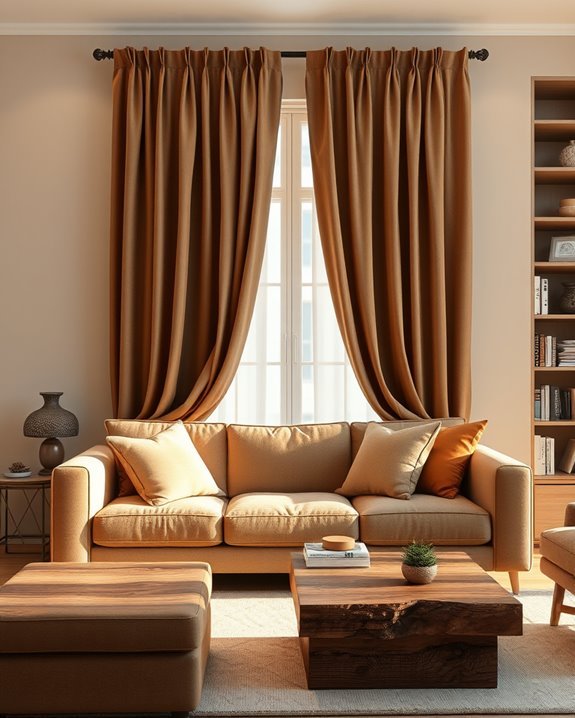 stylish brown curtains enhance warmth