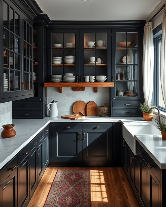 stylish dark glass cabinets