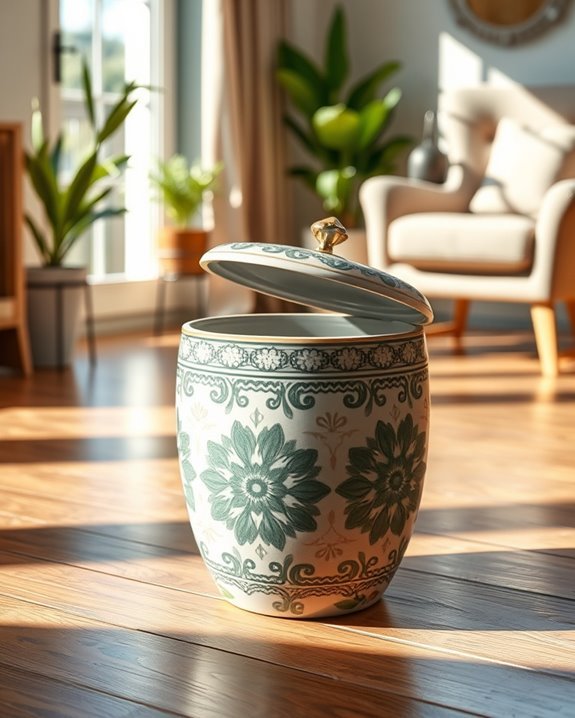 stylish decorative ceramic dustbin