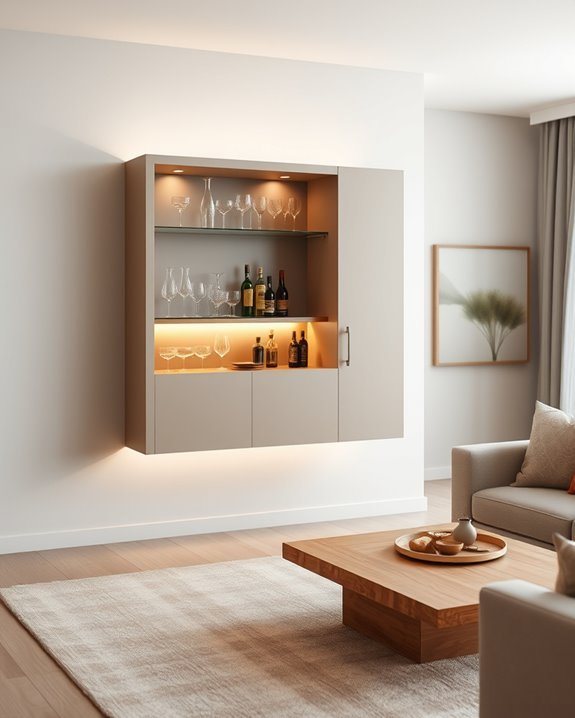 stylish floating bar cabinet