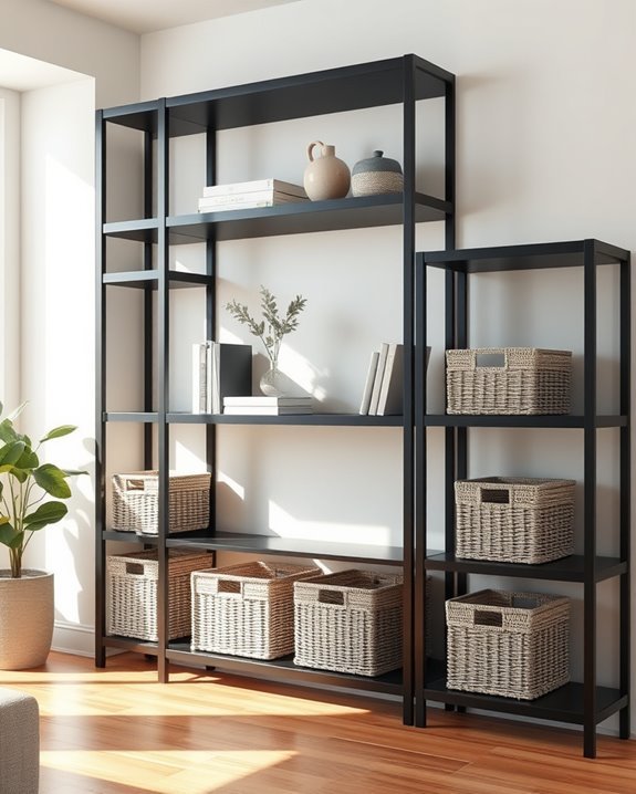 stylish functional black shelves