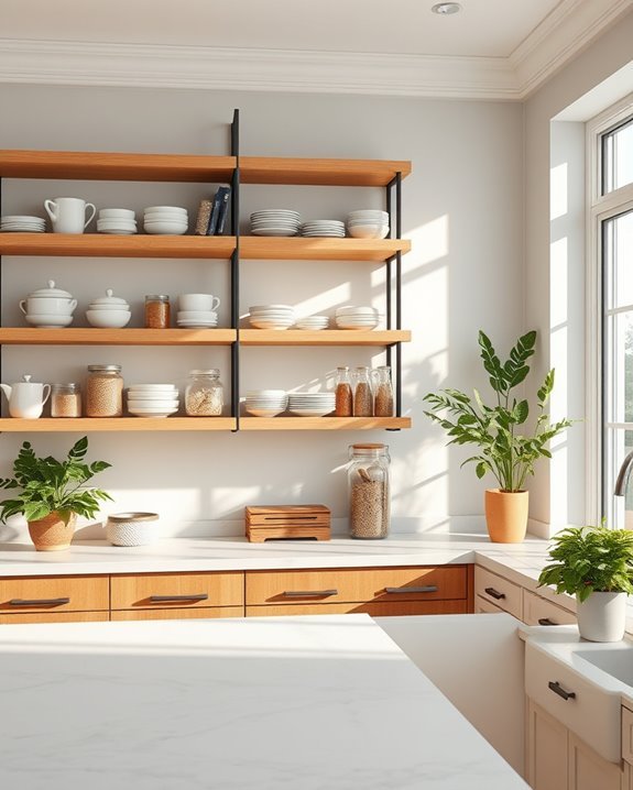 stylish functional open shelving