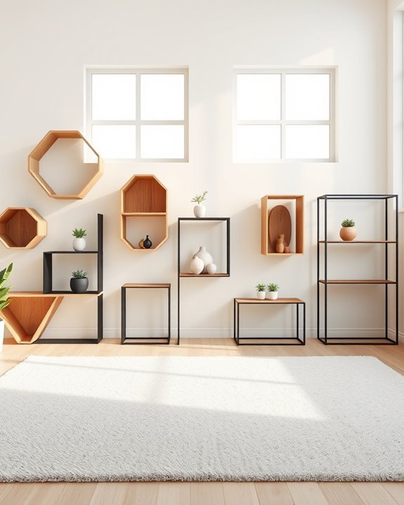 stylish geometric shelving displays