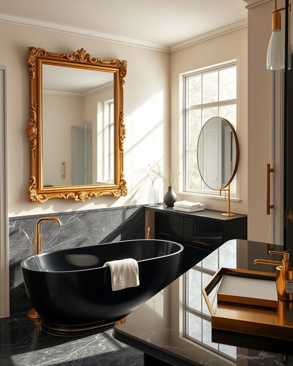 stylish gold framed statement mirror