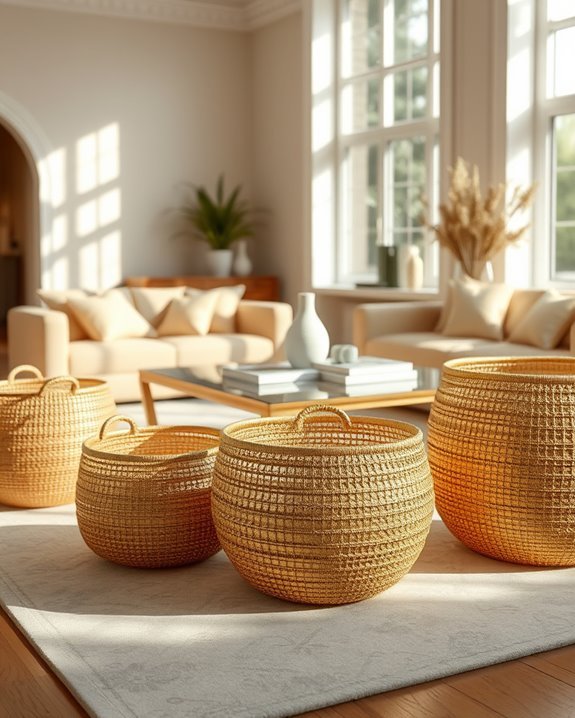 stylish gold woven storage