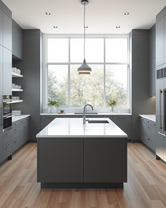 stylish grey built in cabinetry
