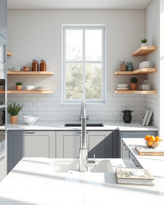 stylish grey cabinet shelving