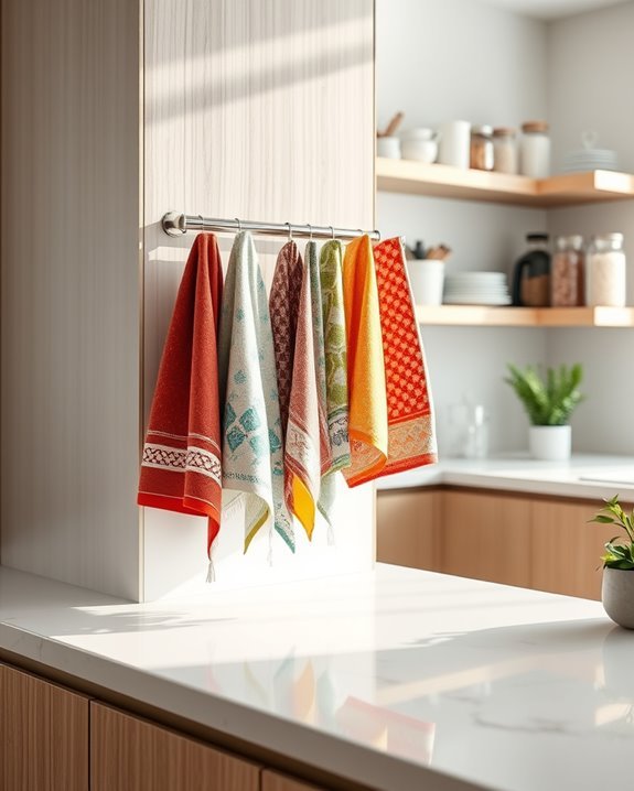 stylish kitchen towel organization