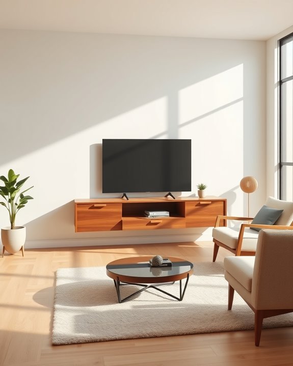 stylish mid century floating stand