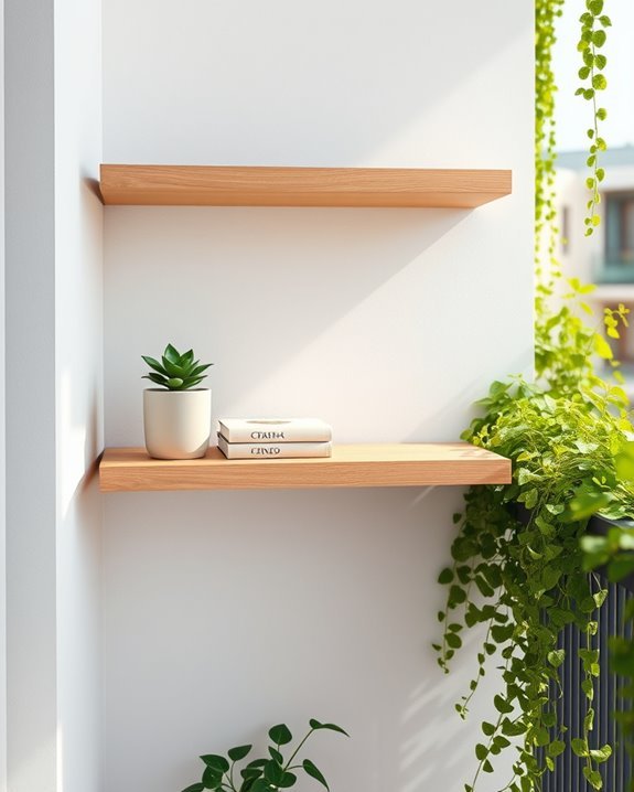 stylish minimalist balcony shelves