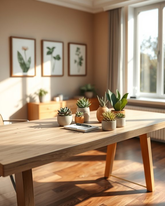 subtle succulent office decor