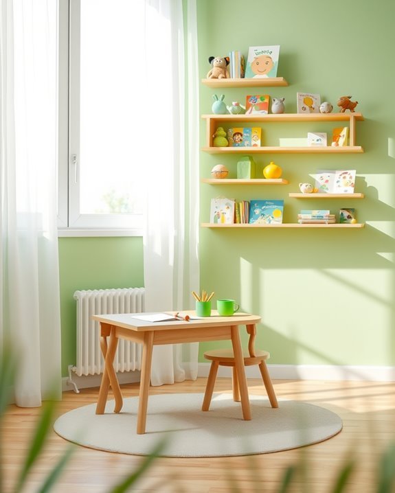 sustainable green wall shelves