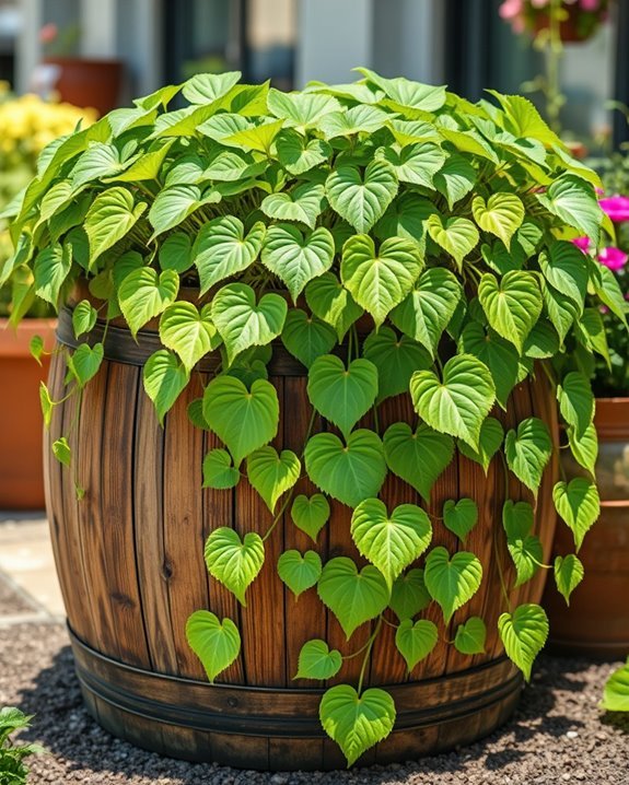 sweet potatoes in barrels