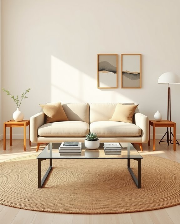 symmetrical minimalist living room
