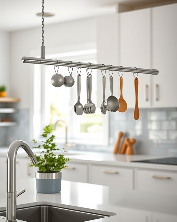 tension rod kitchen organization