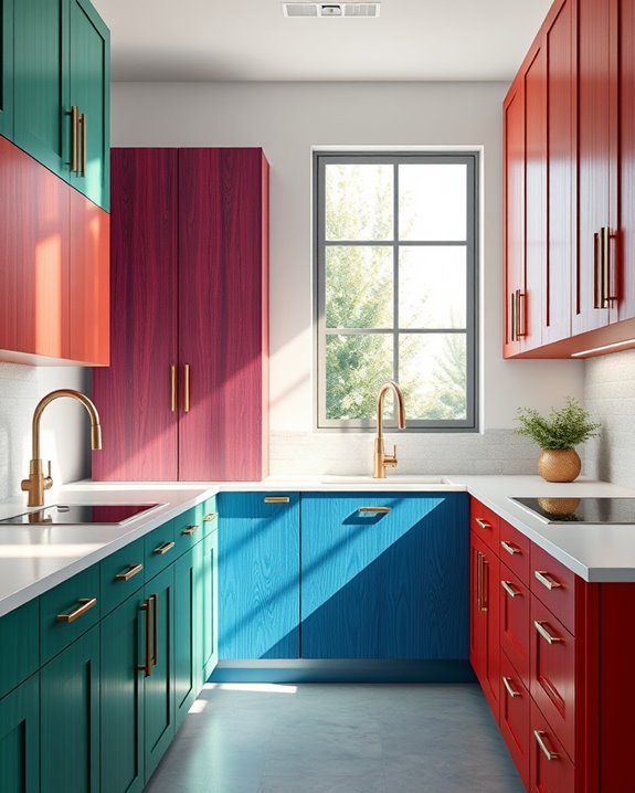 textured colorful cabinet finishes
