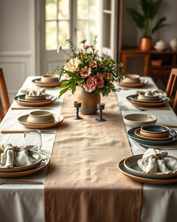 textured linens and dishes