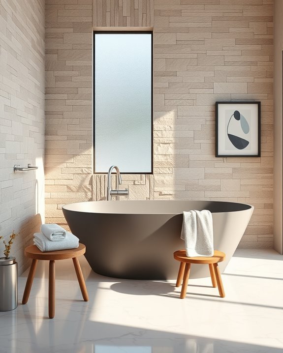 textured stone bathroom accents