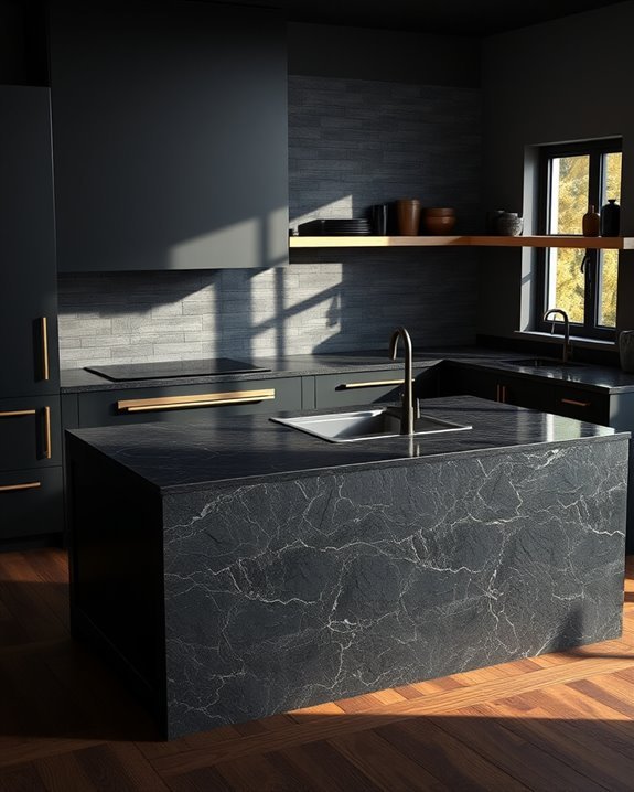 textured stone kitchen elegance