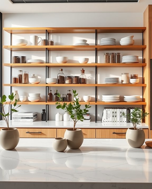 thoughtful open shelving organization