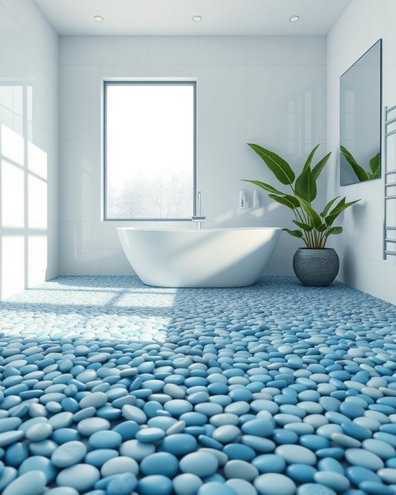 tranquil blue pebble flooring