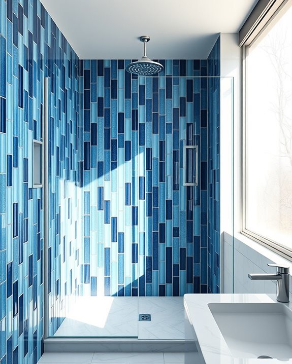 transformative blue shower tiles