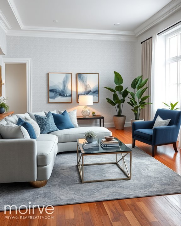 transitional grey blue accents