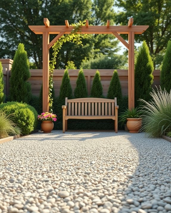 trellis enhances gravel patio