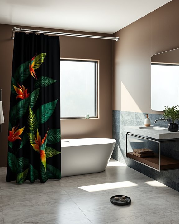 tropical black shower curtains